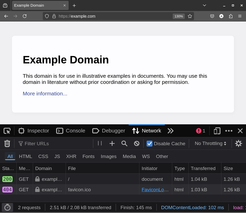 Press F12 to open Browser Tools -> `Network` tab